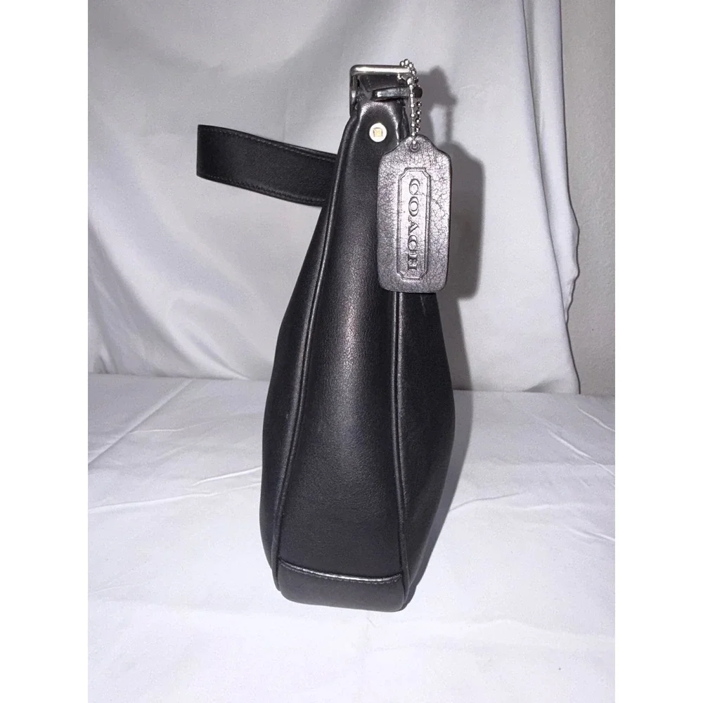 Coach 9342 Black Full-Grain Leather Hobo Shoulder Bag Silver Hardware